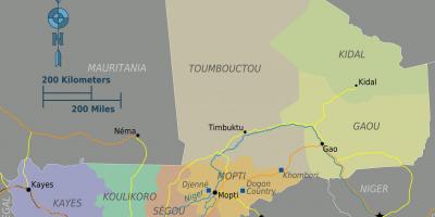 Mapa do Mali regiões