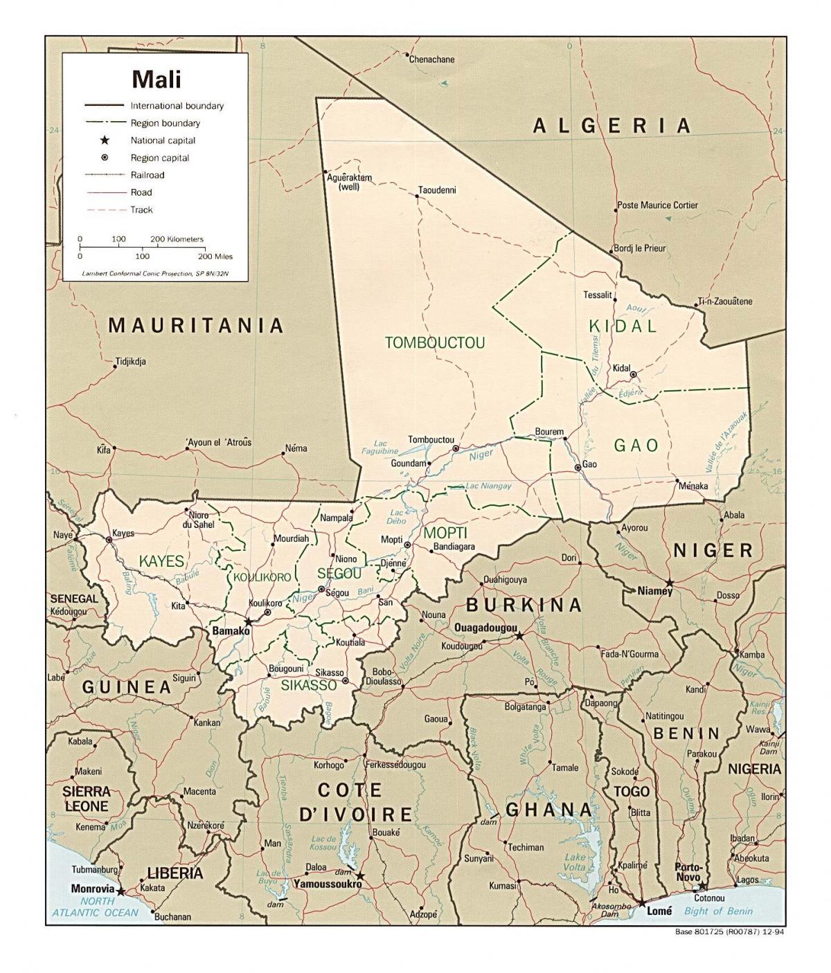 Mapa do Mali país